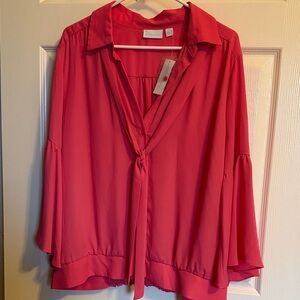 New York & Company Vibrant Pink Blouse